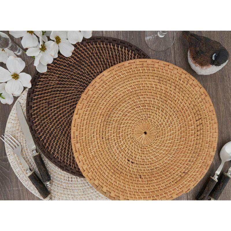 Natural Woven Rattan Round Placemats, Set of 4