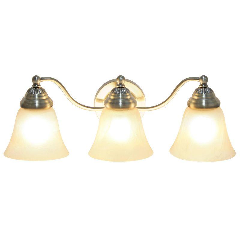 3 Light Curved Metal and Alabaster White Glass Shade Vanity Wall Light Fixture - Lalia Home