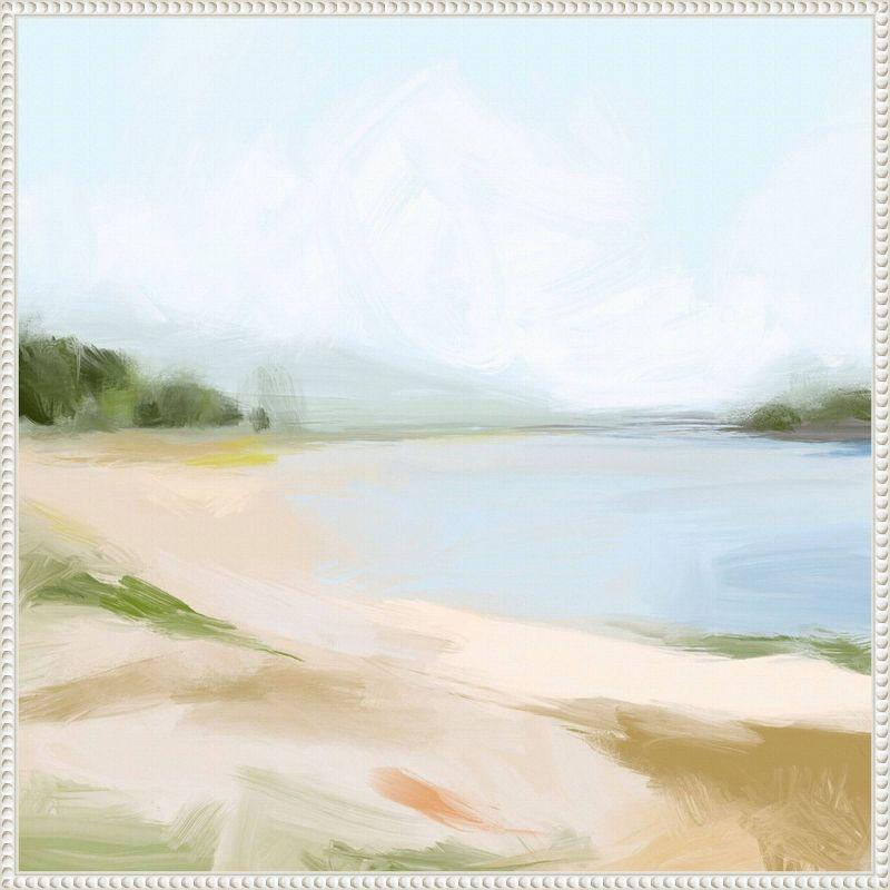 Blissful Bay View I Coastal Canvas Print with White Floater Frame