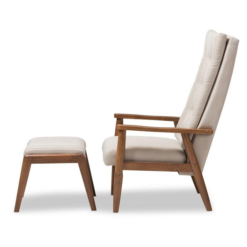 Roxy Mid-Century Modern Lounge Chair & Ottoman Set: Danish Design - Baxton Studio