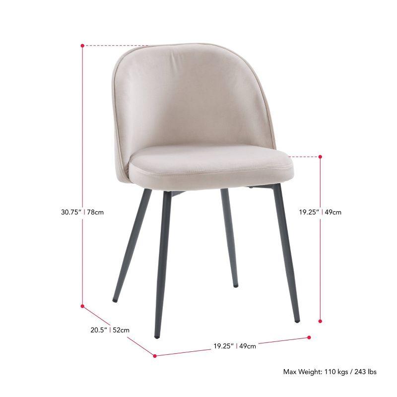 Greige Velvet & Matte Grey Metal Upholstered Side Chair