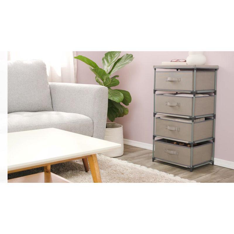 Juvale 4-Tier Tall Closet Dresser with Drawers - Clothes Organizer and Small Fabric Storage for Bedroom (Gray)