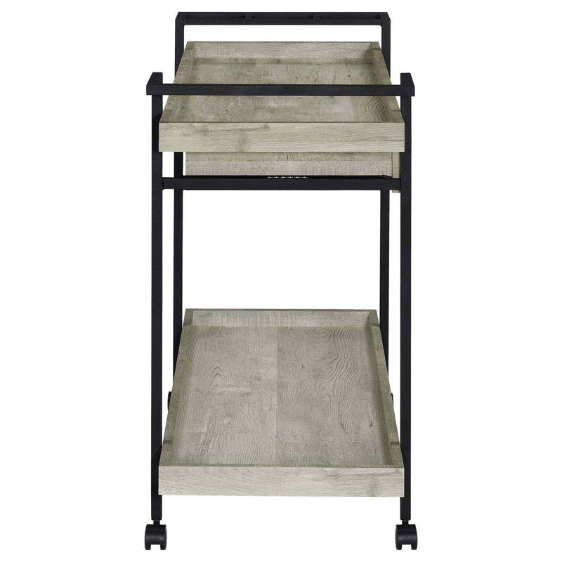 Coaster Ventura Coastal 2 Tier Wood Bar Cart with Storage Drawer Gray Driftwood