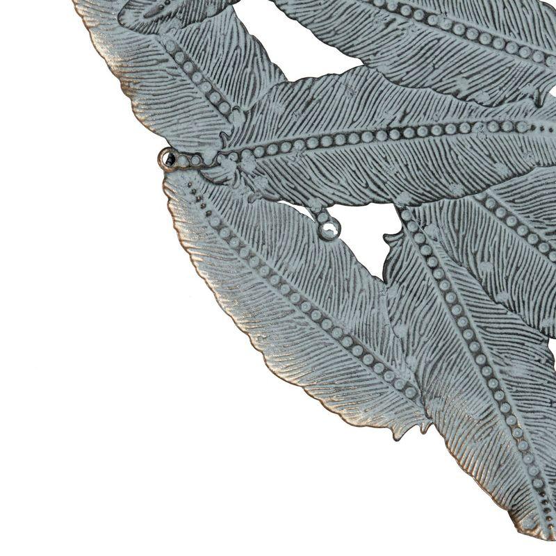 Set of 3 Jax Iron Painted Wall Decor Blue: Madison Park Metal Artwork, Botanical Cast Sculpture, Modern Style