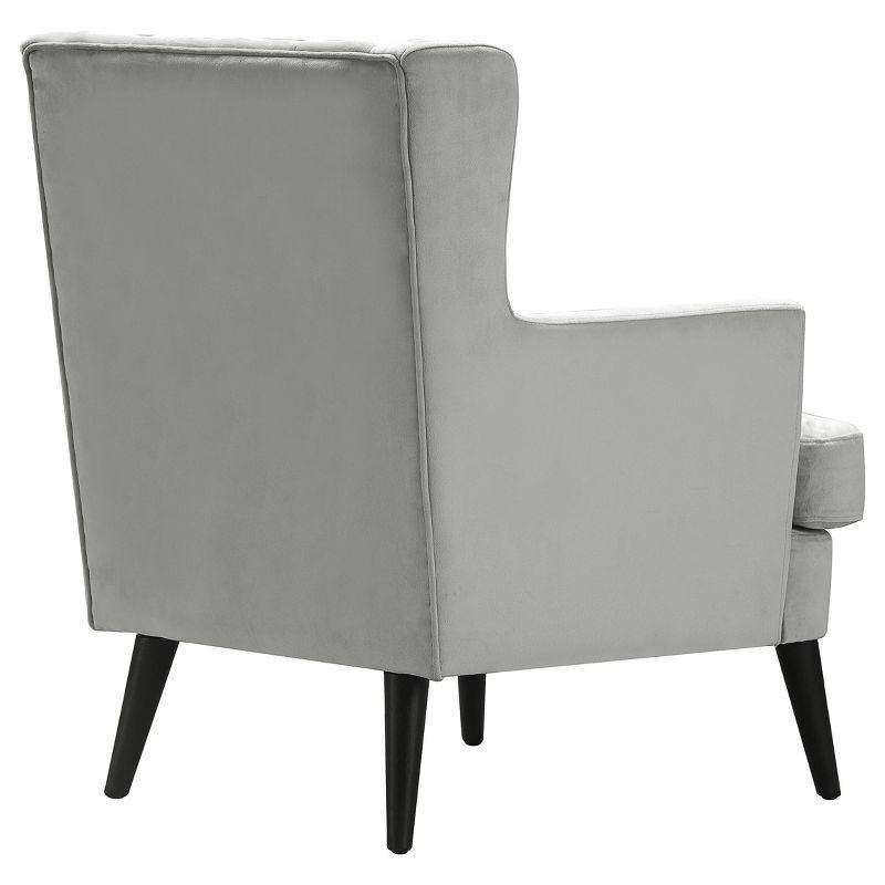 Pearl Grey Velvet Tufted Wingback Accent Chair 29.9"