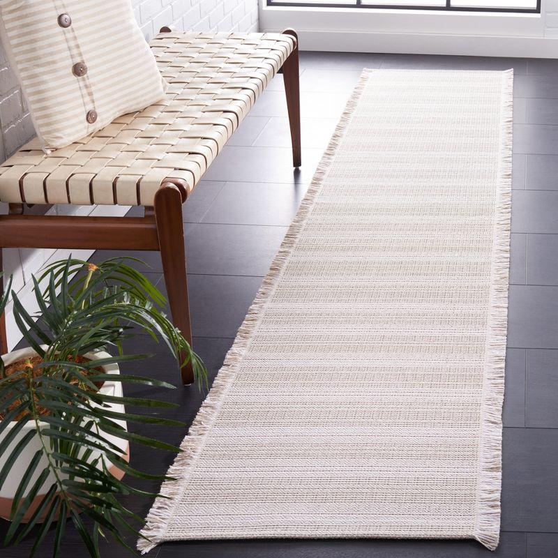 Augustine Ivory/Beige Striped Synthetic 2' x 9' Runner Rug