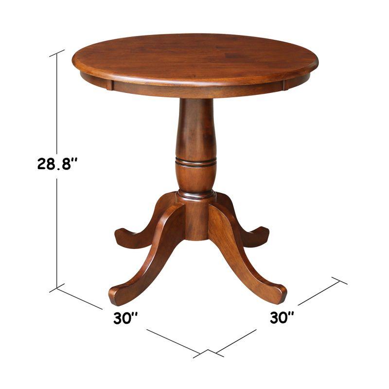 30" Round Top Pedestal Dining Table – International Concepts: Mid-Century Modern, Seats 4, Hardwood