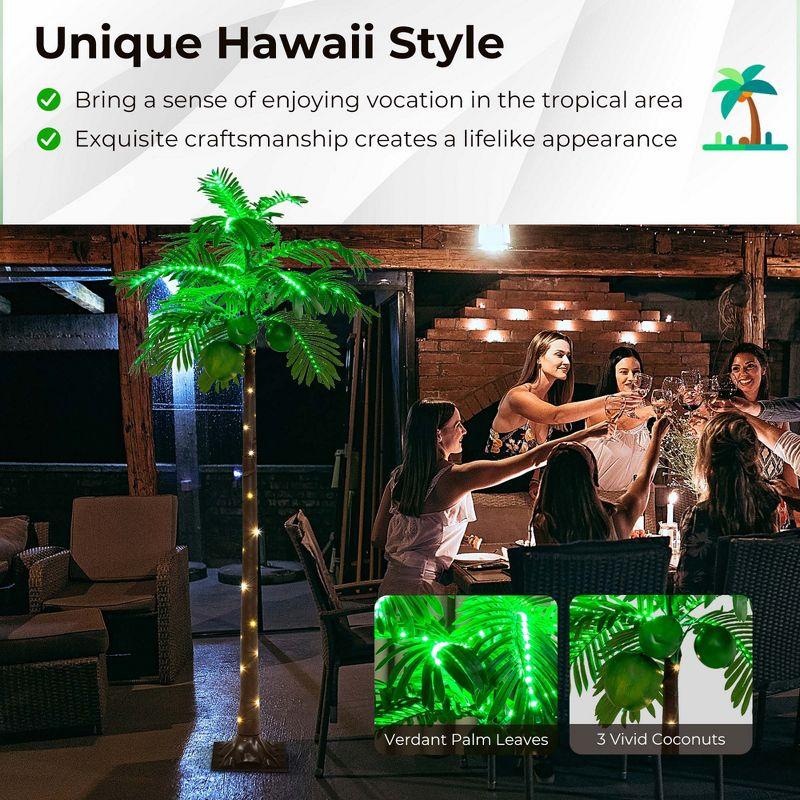 Costway 6 FT LED Lighted Artificial Palm Tree Hawaiian Style Tropical with Coconuts Beach