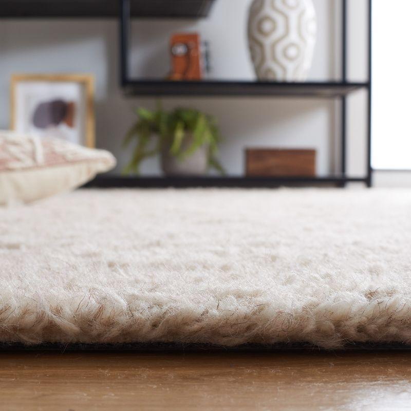 Beige Hand-Tufted Wool Shag Area Rug 8' x 10'