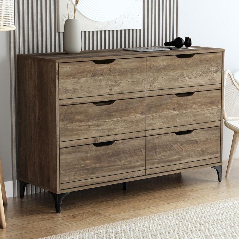 Galano Lilay Knotty Oak 6 Drawer 46.5 in. Wide Dresser