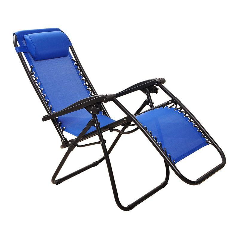 Elevon Adjustable Zero Gravity Recliner Lounge Chair w/ Detachable Cup Holder for Outdoor Deck, Patio, Beach or Bonfire, Weight Capacity 300Lbs, Blue