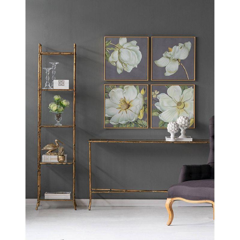 Blooming Florals Framed Wall Art -20"W X 1.5"L X 20"H - Gold