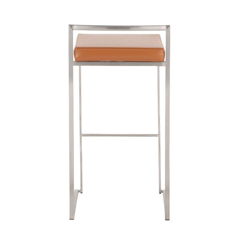 Set of 2 Fuji Stackable Barstools Leather/Steel - LumiSource