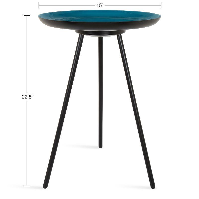 Laranya Round Teal and Gold Metal Side Table