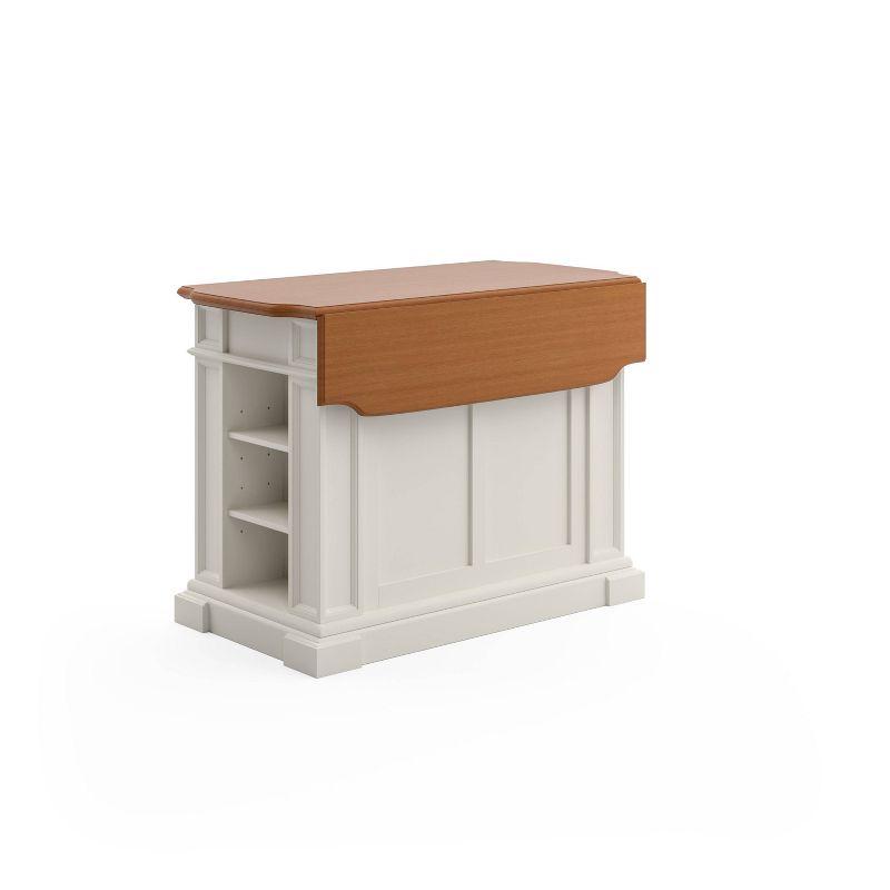 Crisp White and Distressed Oak Finish Spacious Kitchen Island