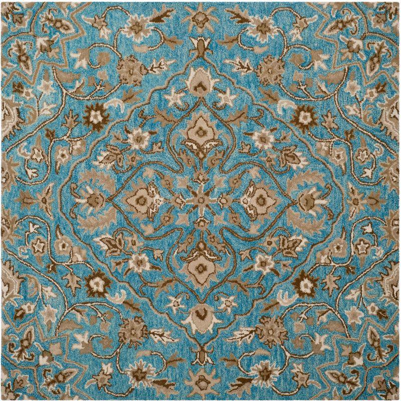 Bella BEL673 Hand Tufted Area Rug - Blue/Taupe - 5'x5' - Safavieh.