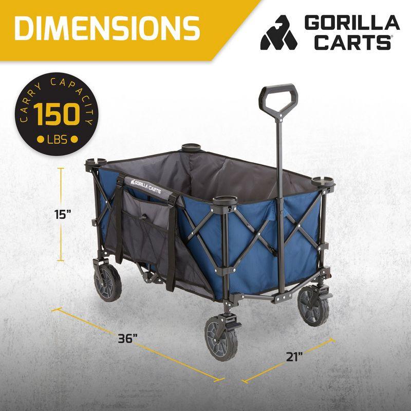 Gorilla Carts Collapsible Outdoor Utility Wagon, Oversize Bed