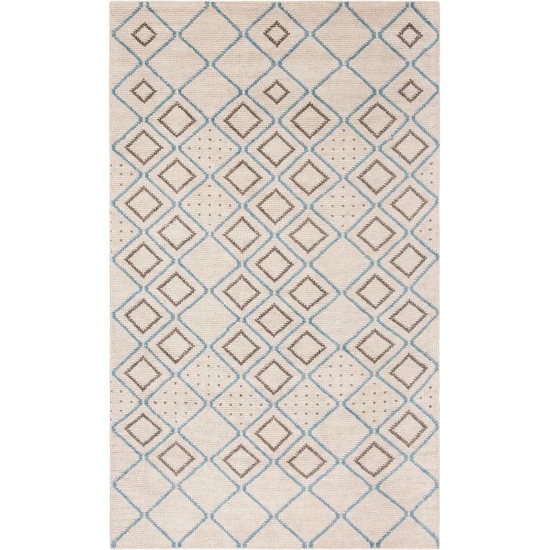 Hand-Knotted Coastal Blue Wool & Viscose Rectangular Area Rug