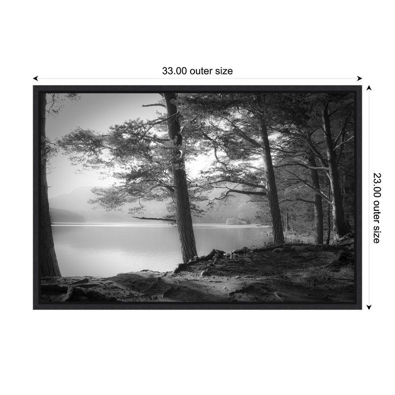 Dorit Fuhg Scottish Lake Black and White Canvas Print with Black Floater Frame