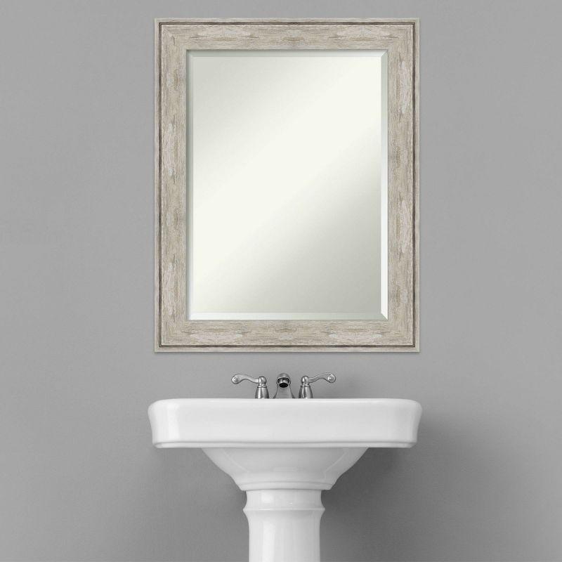 23" x 29" Crackled Framed Bathroom Vanity Wall Mirror Metallic - Amanti Art: Modern Rectangle, Beveled Glass, Wall Mount