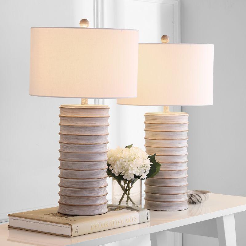 Classical Elegance White Wash Resin Table Lamp Set