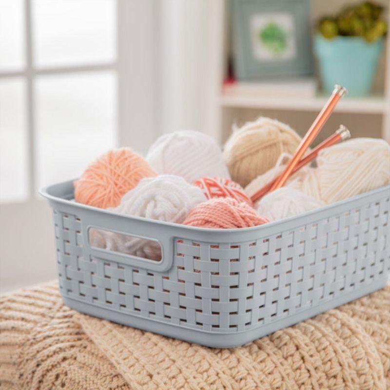 Sterilite Short Weave Basket, Decorative Storage Bin, Organize the Closet, Bathroom or Classroom