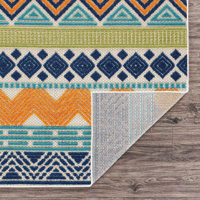 Bohemian Bliss Geometric Multicolor 2'x7' Synthetic Indoor/Outdoor Runner Rug