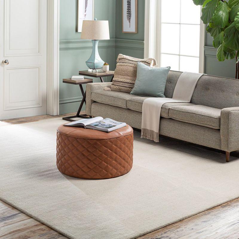 Rennes Cream Tufted Wool Round Area Rug