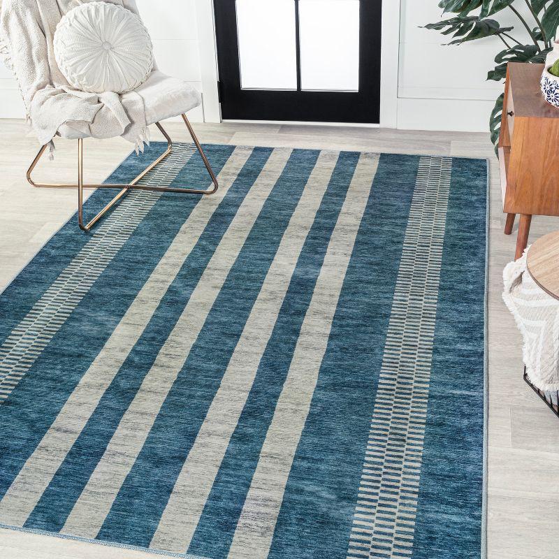 Vichy Geometric Striped Machine-Washable Indoor Area Rug - JONATHAN Y