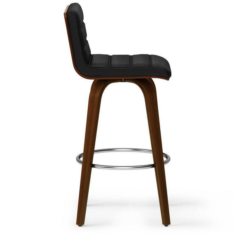 Simpli Home Roland Swivel Upholstered Mid-Century Modern Stool with Padded Seat and Back