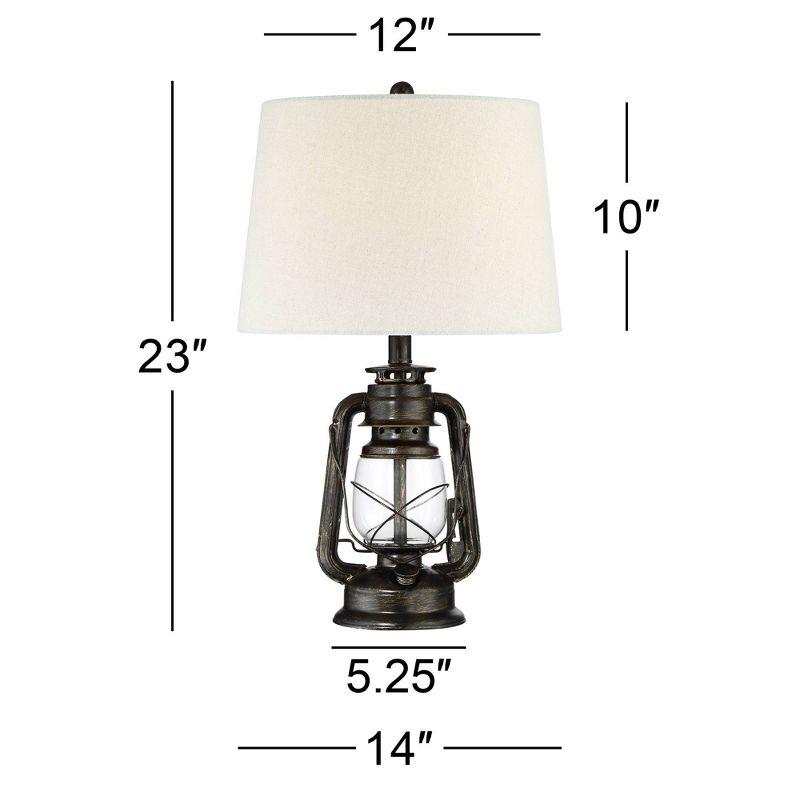 Franklin Iron Works Murphy 23" High Miner Lantern Small Industrial Accent Table Lamps Set of 2 Brown Weathered Bronze Finish Metal Living Room Bedroom