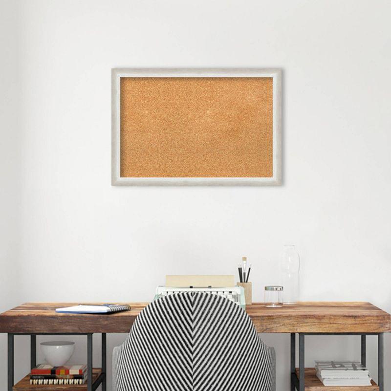 26"x18" Two Tone Wood Frame Cork Board Silver - Amanti Art