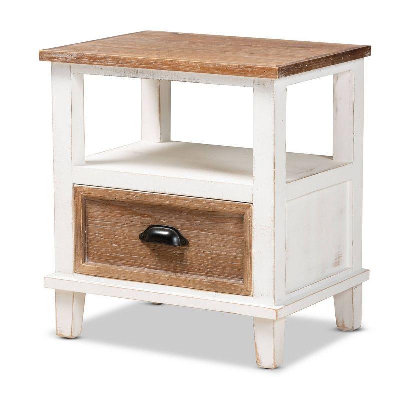 Glynn Rustic White and Oak Brown 1-Drawer Nightstand