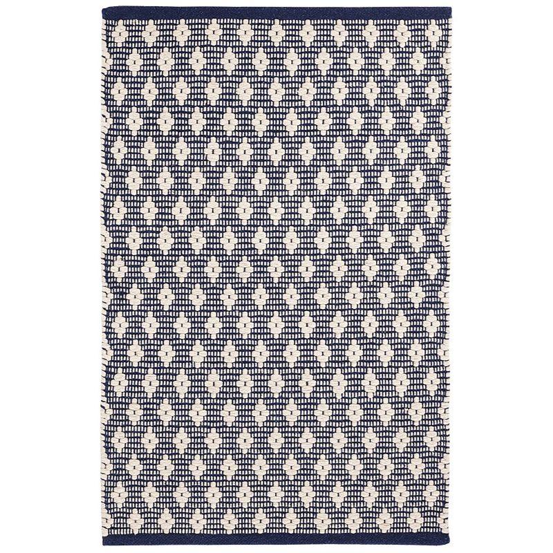 Dainty Diamond Navy/Ivory Handwoven Cotton Rug