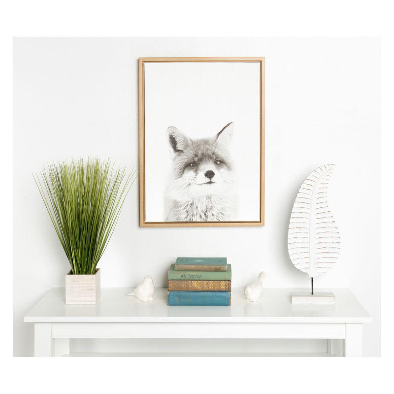 18" x 24" Sylvie Fox Portrait Framed Canvas by Simon Te Tai Natural - Kate and Laurel: Rustic Home Decor, Large Wall Art