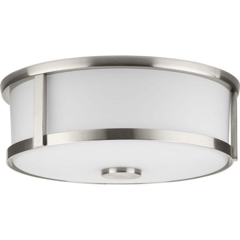 Progress Lighting Gilliam 2-Light Flush Mount, Brushed Nickel, Curved Glass Shade