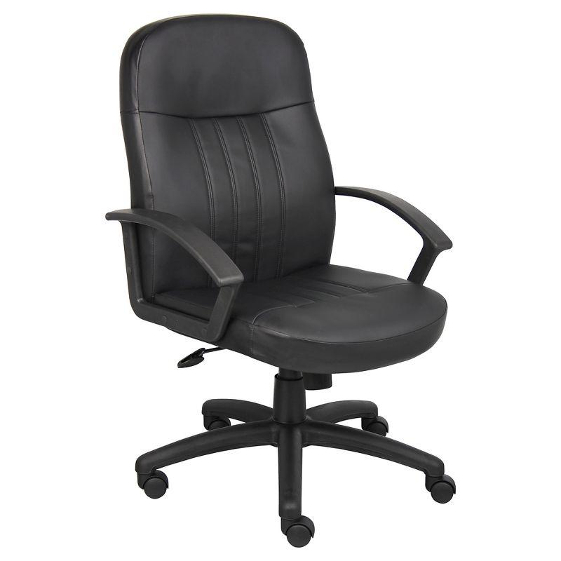 Executive Leather Budget Chair Black - Boss Office Products: Swivel, Lumbar Support, 250lb Capacity