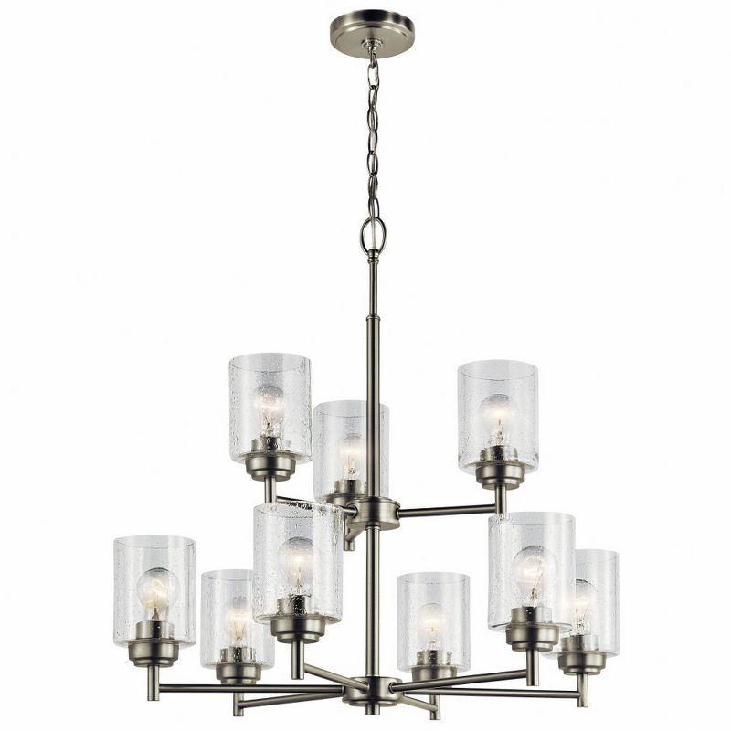 Winslow Transitional 9-Light Black & Nickel Chandelier with Clear Glass