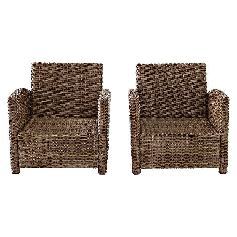 Crosley Bradenton 2 Piece Outdoor Wicker Seating Set with Sand Cushions: Steel Frame, UV-Resistant