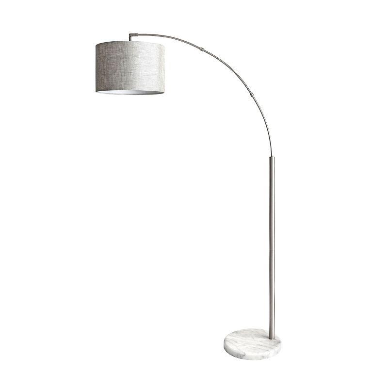 Elegant Silver Marble Floor Lamp with Fabric Drum Shade