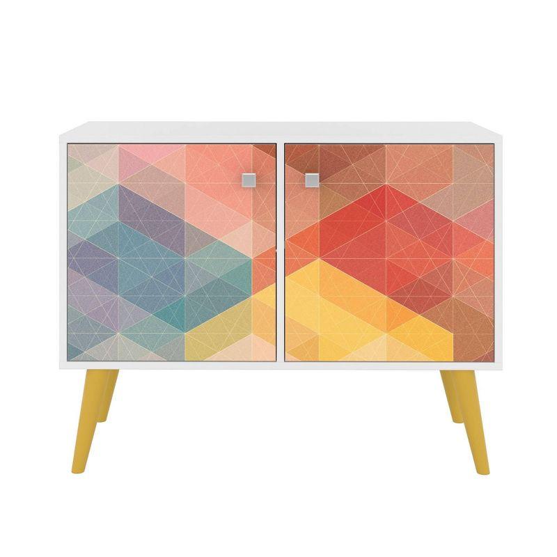 Retro Multicolor Wood Accent Table with Storage