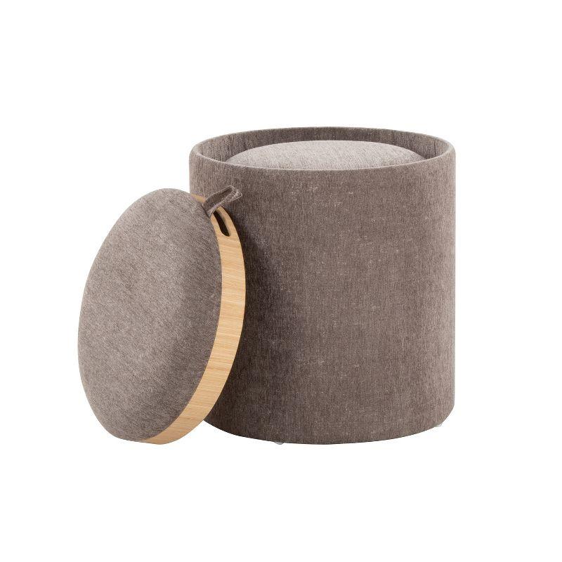 Set of 2 Tray Nesting Ottomans Polyester/Wood Gray/Natural - LumiSource: Space-Saving, No Assembly Required
