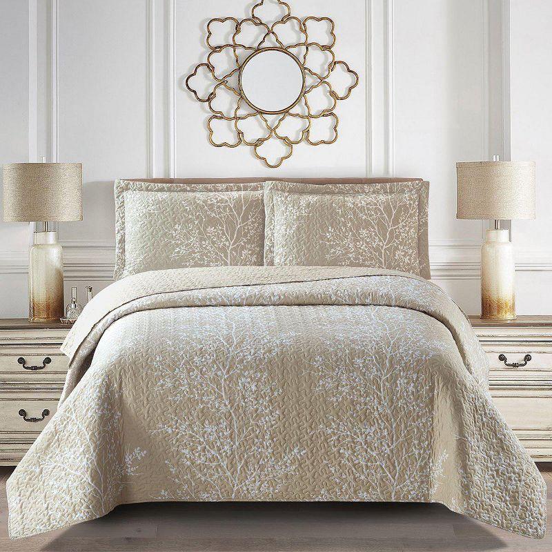 Odette Beige Quilt - Bedspread Set Beige King/CalKing