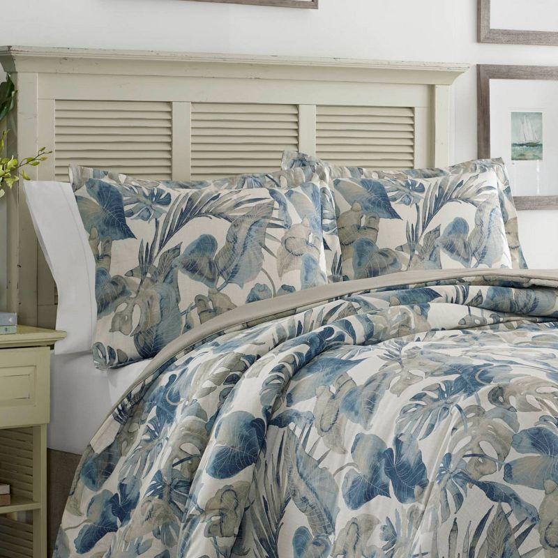 Tommy Bahama Raw Coast Blue Cotton Reversible Duvet Cover Set