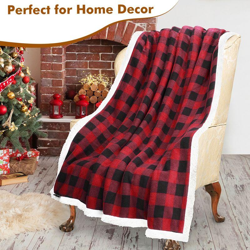 Tirrinia Red Buffalo Plaid Fleece Throw TV Blanket 50" x 60", Super Soft Warm Comfy Plush Fleece Bedding Couch Cabin Throw Blanket