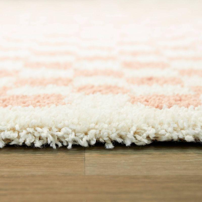 5'3"x7' Covey Checkered Kids' Area Rug Pink - Balta Rugs: Geometric Shag, Fade-Resistant, Pet Friendly, OEKO-TEX Certified