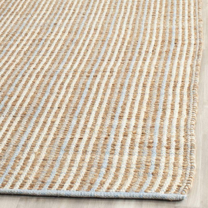 Natural Hand-Knotted Cotton Stripe 4' x 6' Area Rug