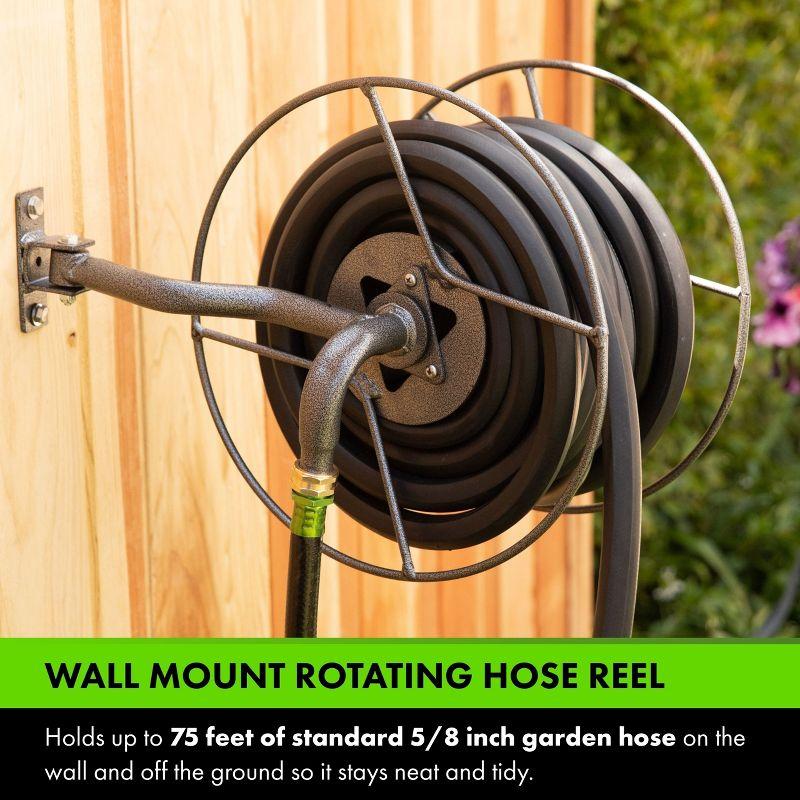 Yard Butler Yard Butler Mighty Reel Steel Wall Mounted Swivel Hose Reel - 75'