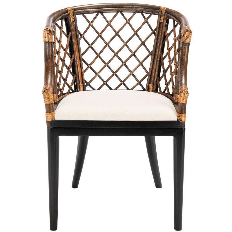 Monaco Coastal Chic Brown Rattan Armchair with Soft White Cushion