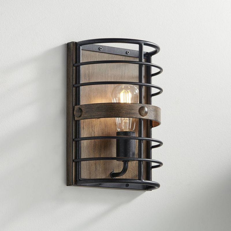 Lexi Rustic Bronze 13" Industrial Cage Wall Light Sconce